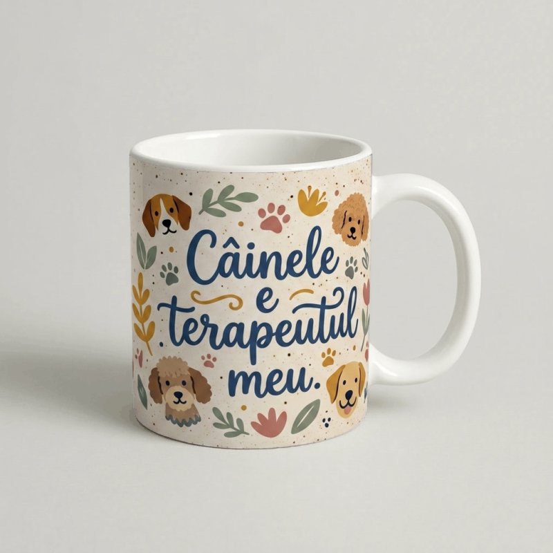 Cană „Câinele e terapeutul meu” — cadou personalizat PetGifts