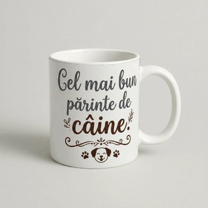 Cană „Cel mai bun părinte de câine” – Ediție Caligrafică