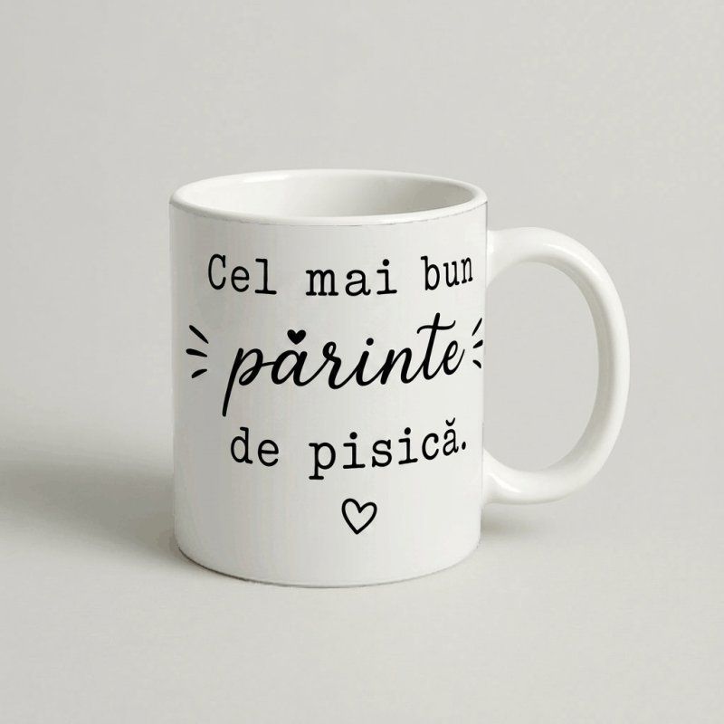 Cană cu Mesaj „Cel mai bun părinte de pisică” — cadou personalizat PetGifts