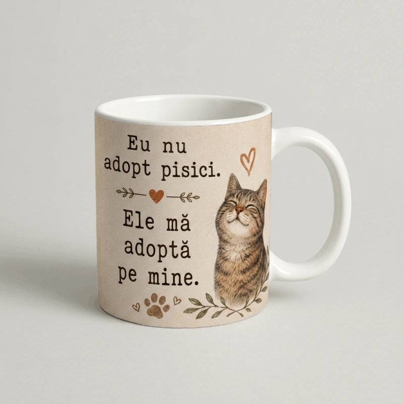 Cană cu Mesaj „Ele mă adoptă pe mine”