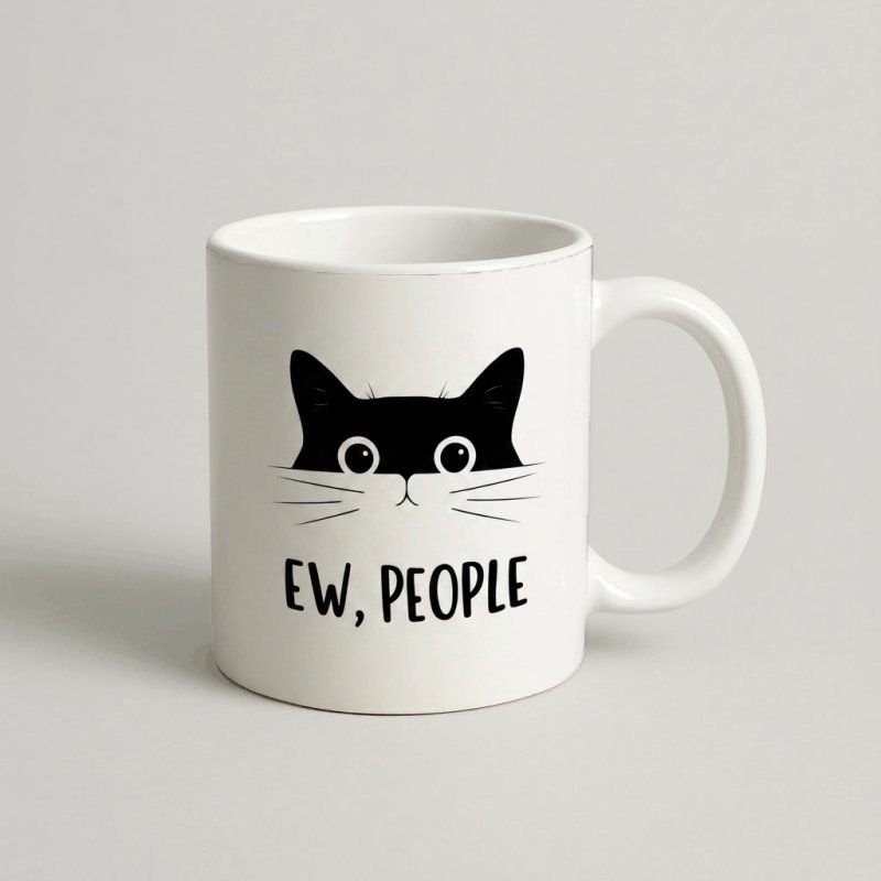 Cană „Ew, People” (Pisică) — cadou personalizat PetGifts