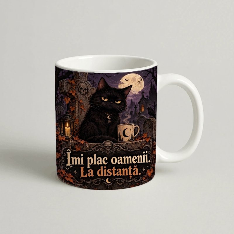 Cană Halloween „Nu sunt rea, sunt pisică" — cadou personalizat PetGifts