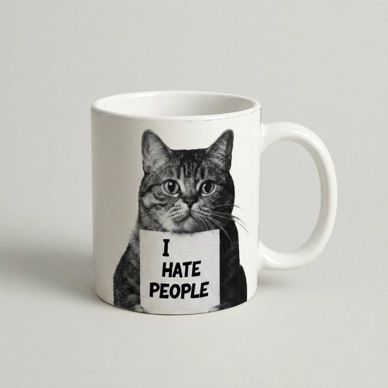 Cană „I hate people” (Pisică) — cadou personalizat PetGifts