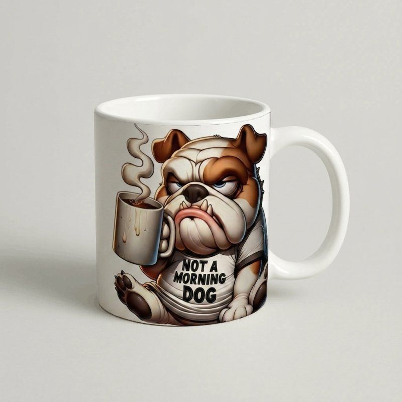 Cană „Not A Morning Dog” (Bulldog) — cadou personalizat PetGifts