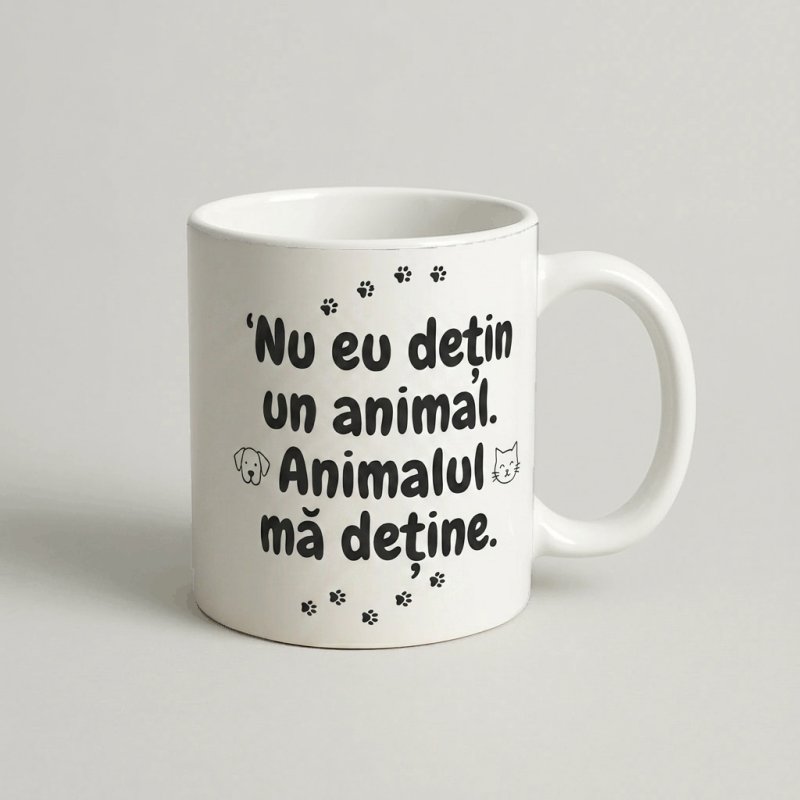 Cană „Nu eu dețin un animal. Animalul mă deține.”