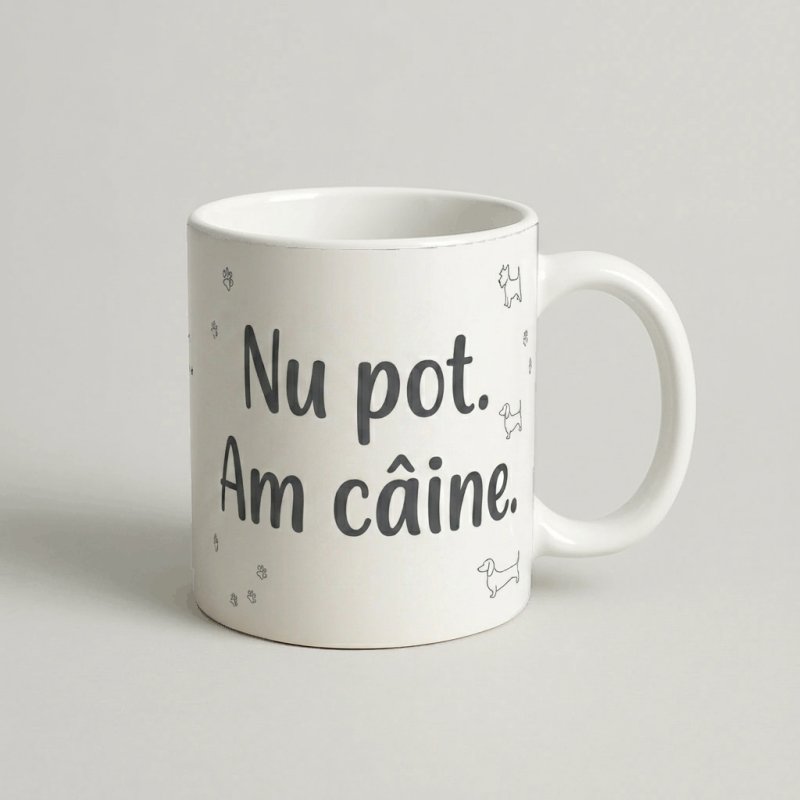 Cană „Nu pot, am câine” (Minimalist) — cadou personalizat PetGifts