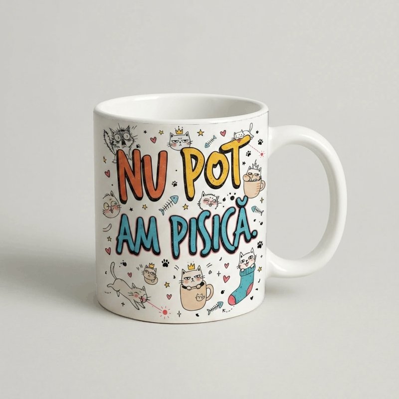 Cană „Nu pot, am pisică” (Colorat)