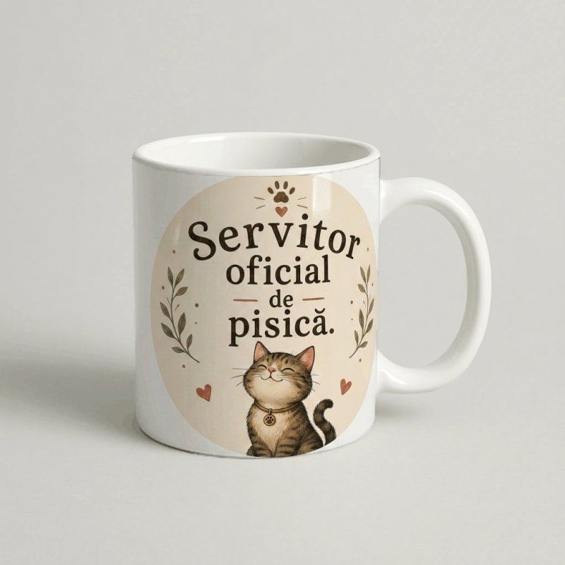 Cană „Servitor oficial de pisică” — cadou personalizat PetGifts
