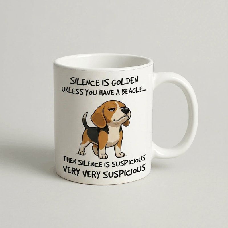 Cană „Silence is Golden (Beagle)” — cadou personalizat PetGifts