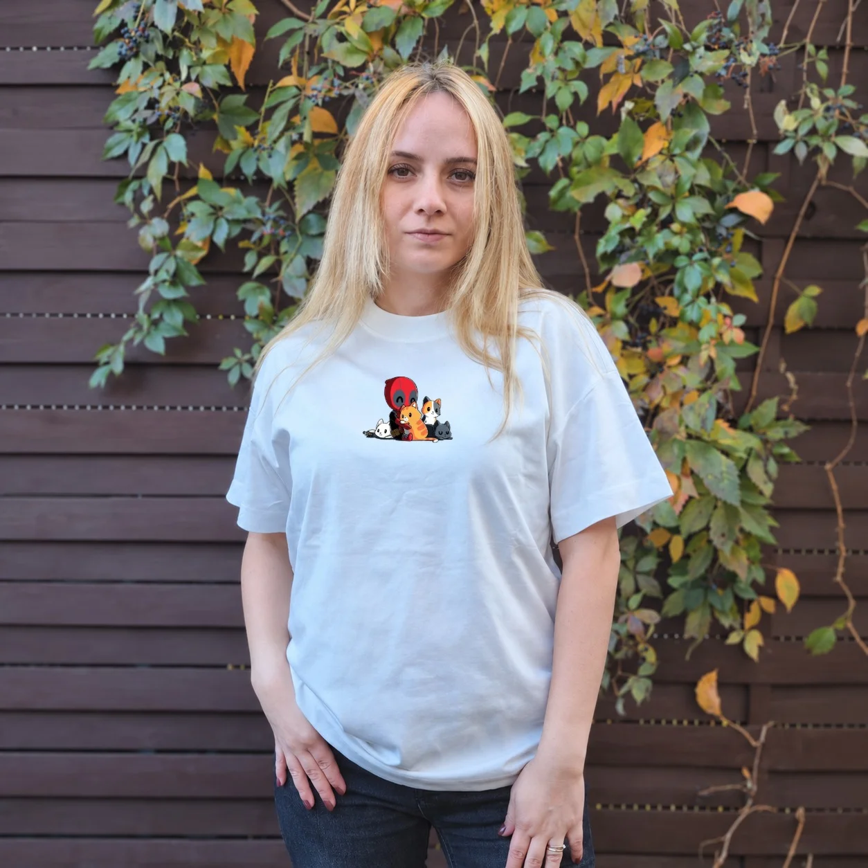 Tricou Oversize Deadpool Chibi cu Pisici