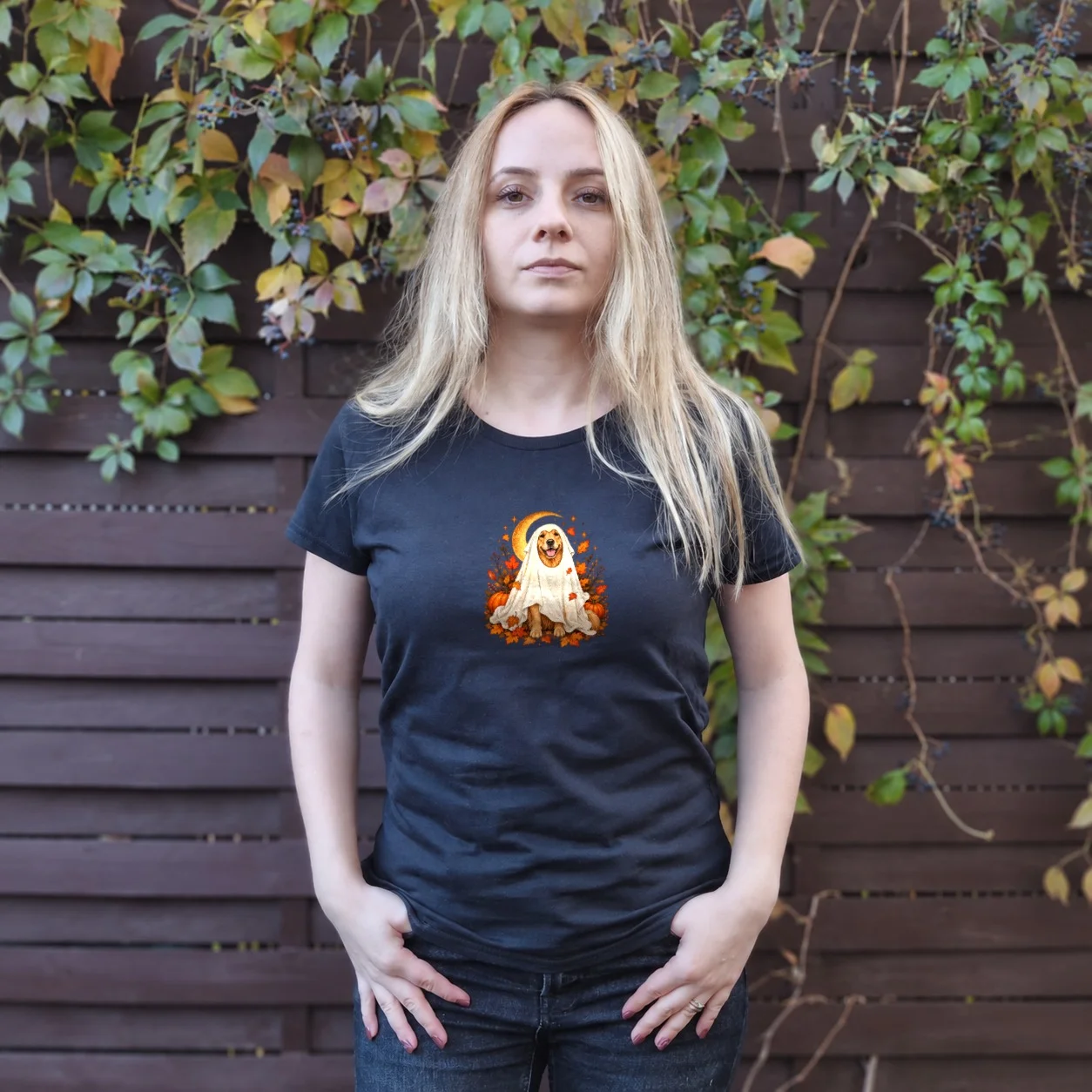 Tricou Fitted Golden Retriever Fantomă
