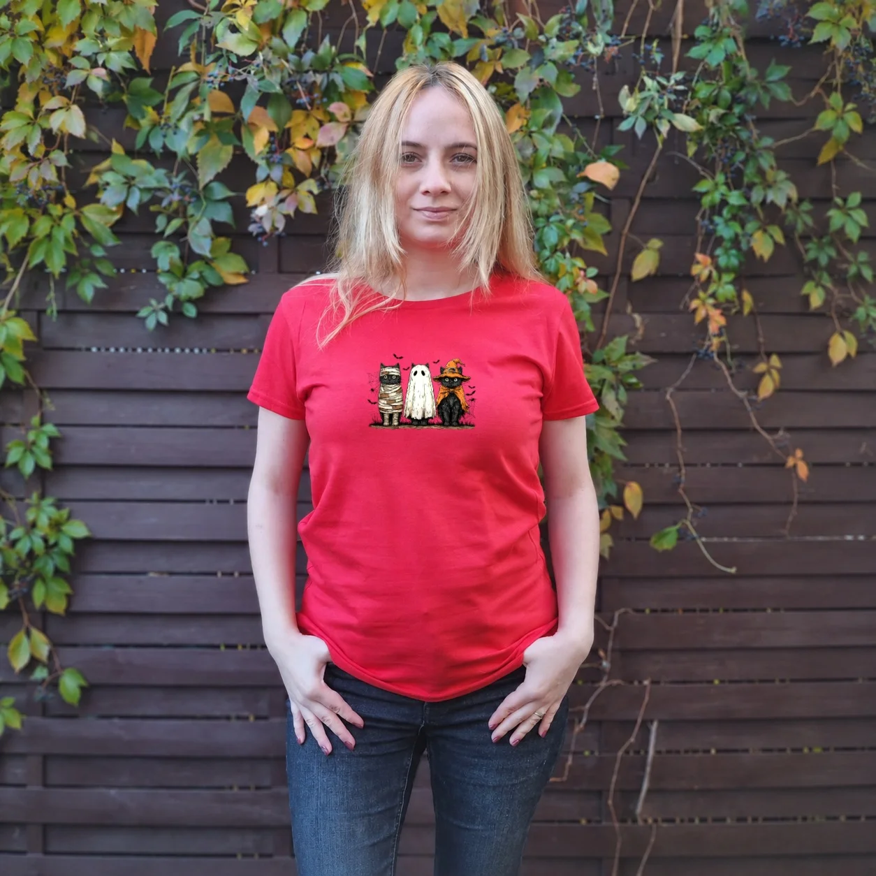 Tricou Fitted Pisici Halloween – Spooky Cats