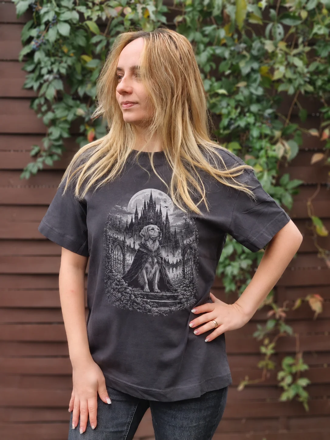 Tricou Oversize Halloween Moonlit Dog
