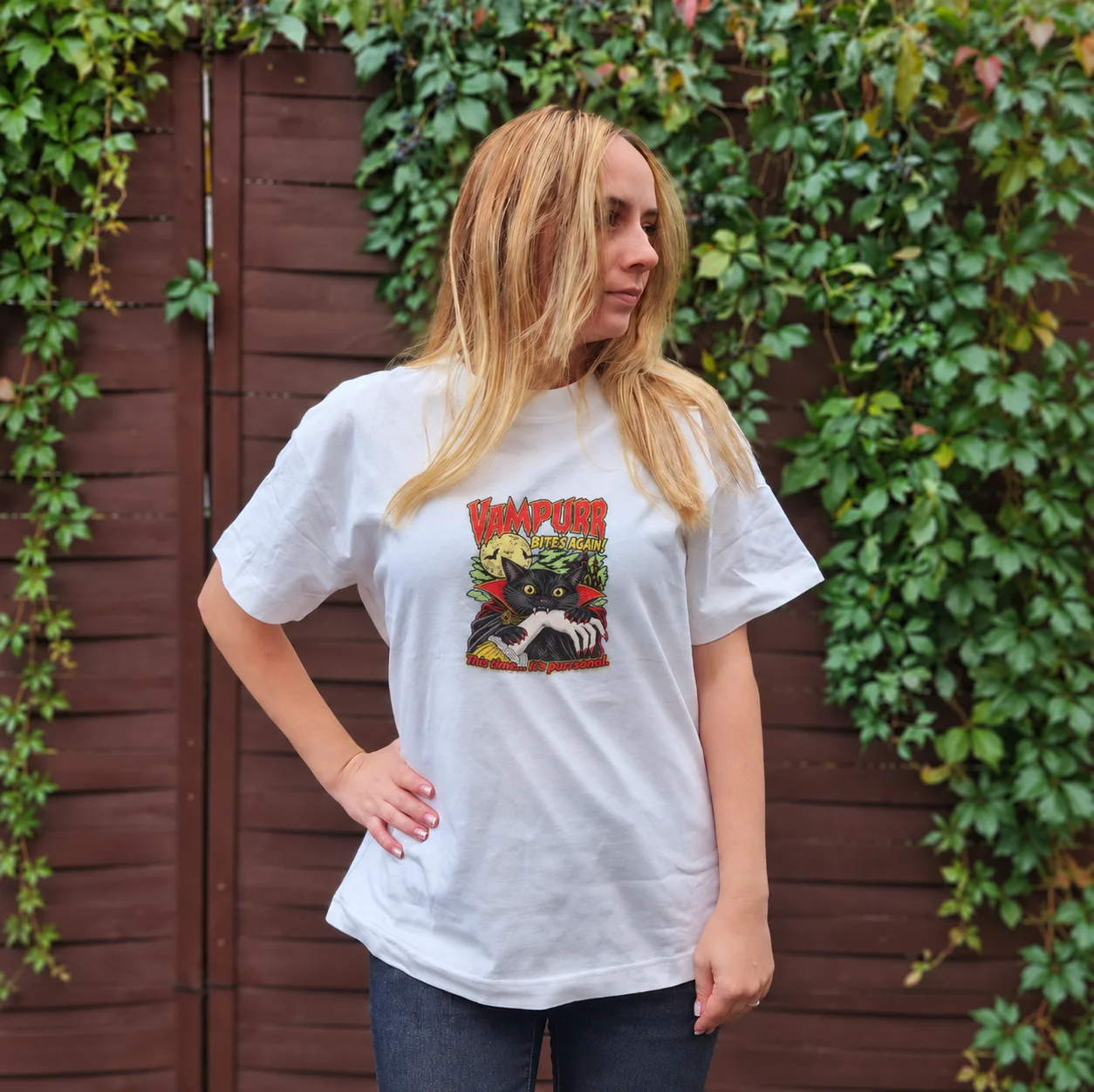 Tricou Oversize Halloween Vampurr Bites Again — cadou personalizat PetGifts