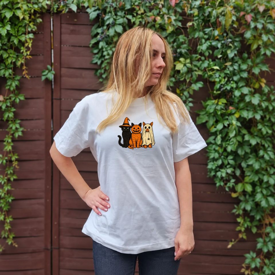 Tricou Oversize Halloween Vintage Cats