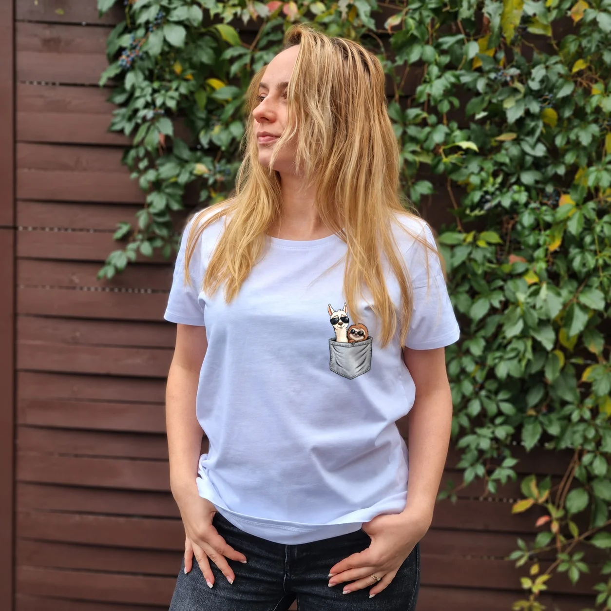 Tricou Llama & Sloth Pocket — cadou personalizat PetGifts