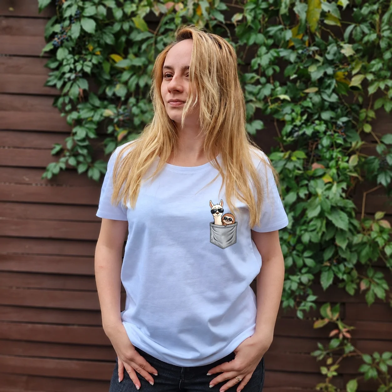 Tricou Llama & Sloth Pocket