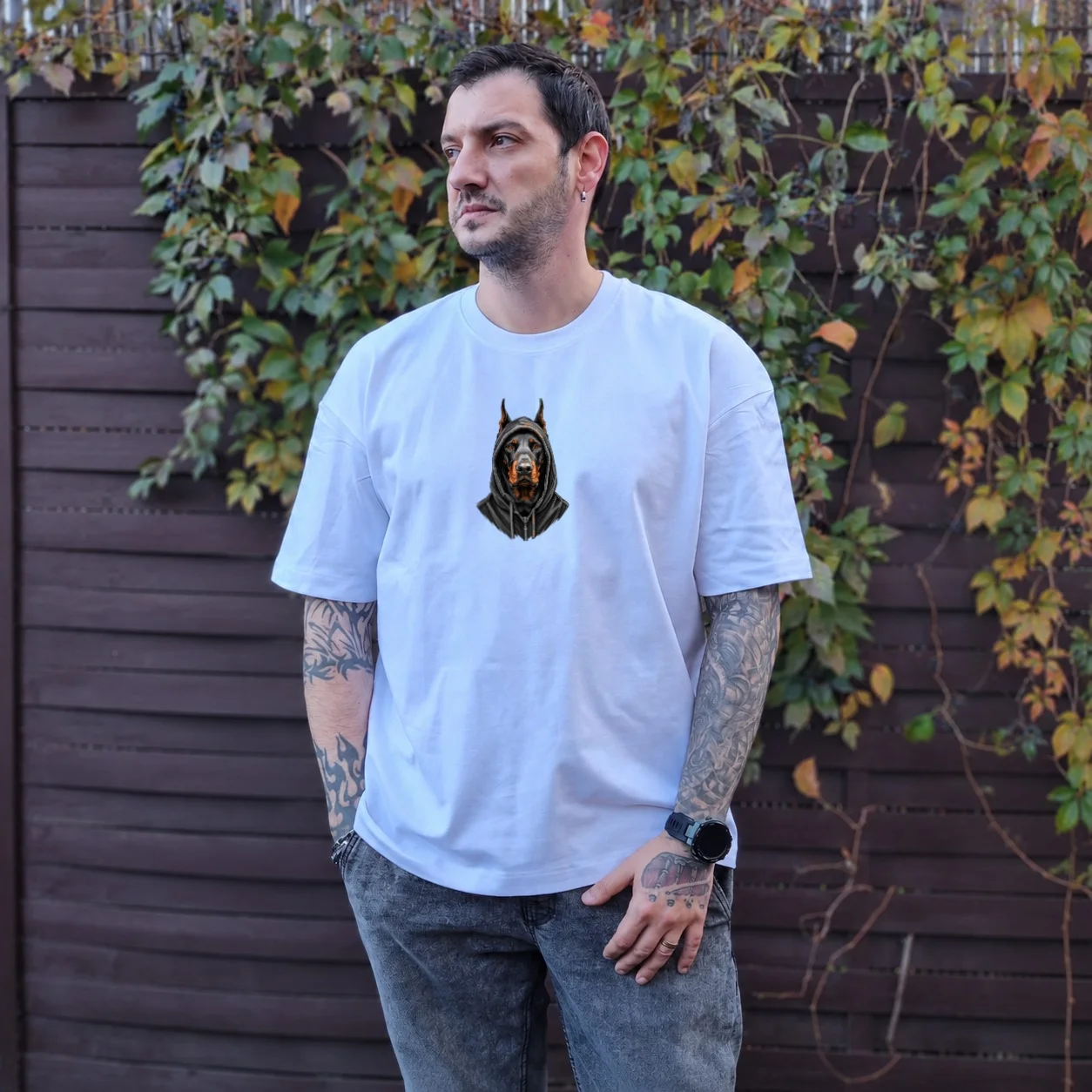 Tricou Oversize Doberman Dark Hoodie