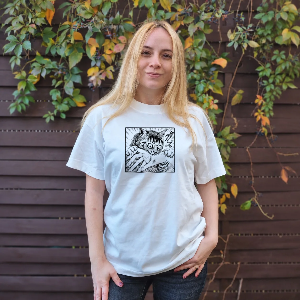 Tricou Oversize Pisică Manga