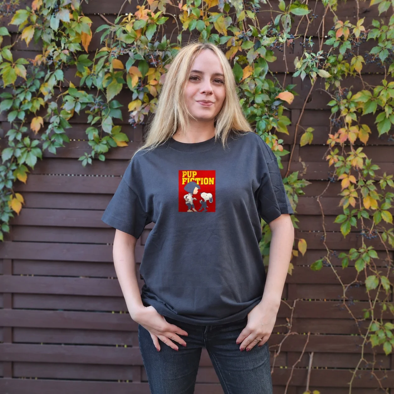 Tricou Oversize Pup Fiction — cadou personalizat PetGifts