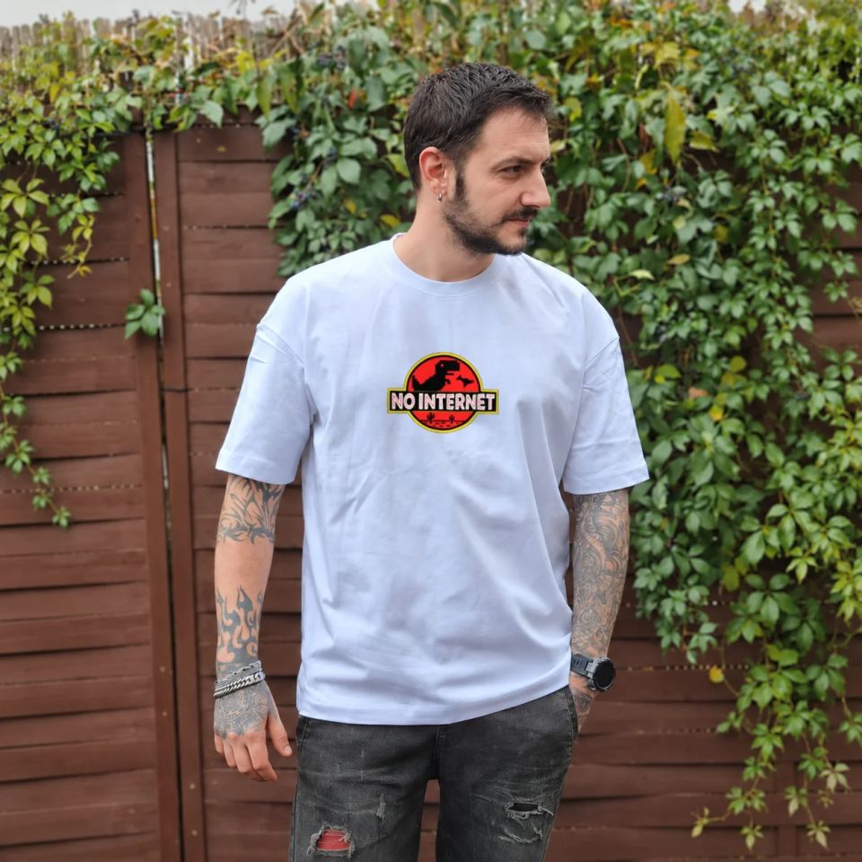 Tricou Oversized No Internet Dino — cadou personalizat PetGifts
