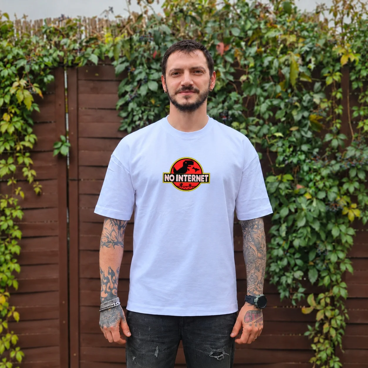 Tricou Oversized No Internet Dino