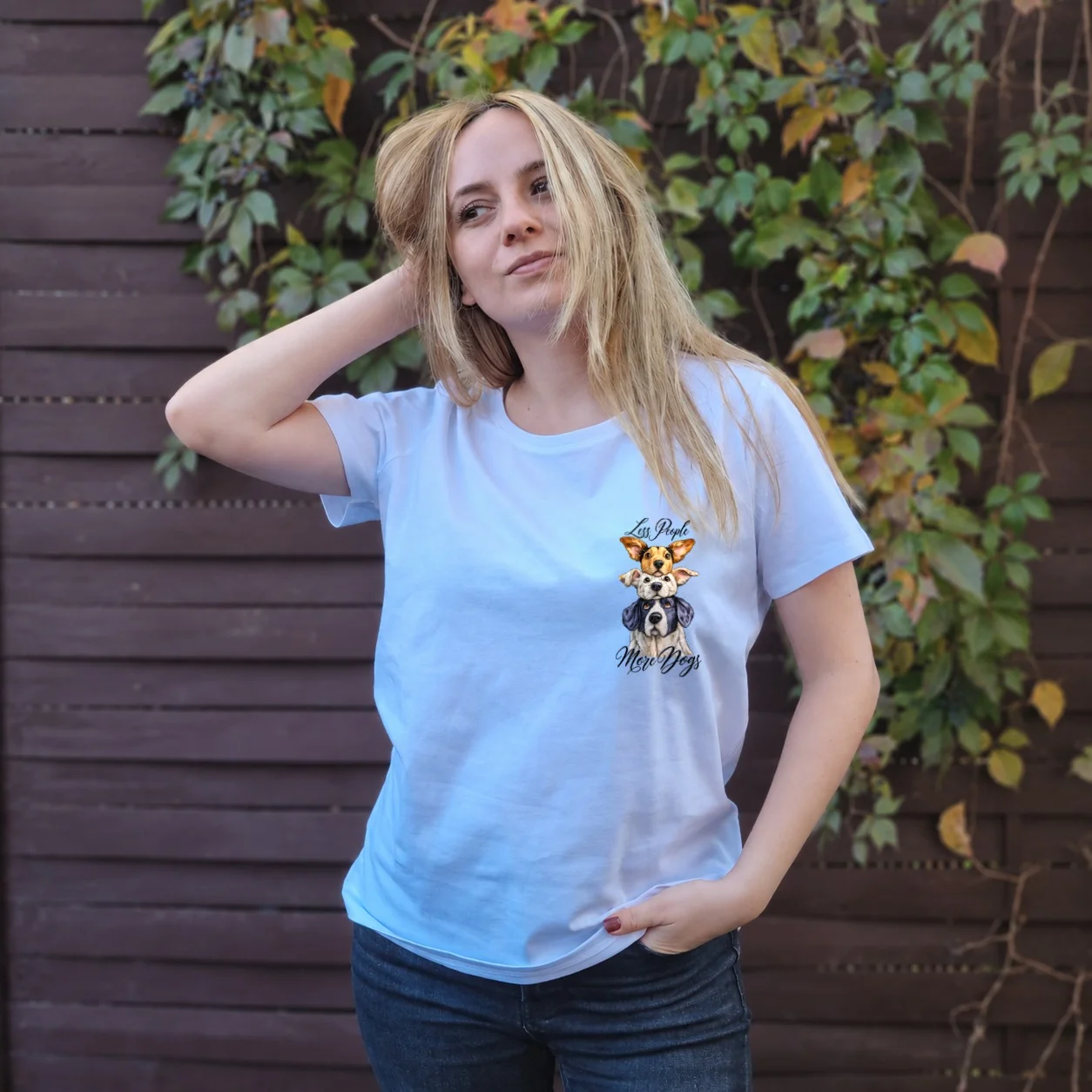 Tricou Regular Less People More Dogs — cadou personalizat PetGifts