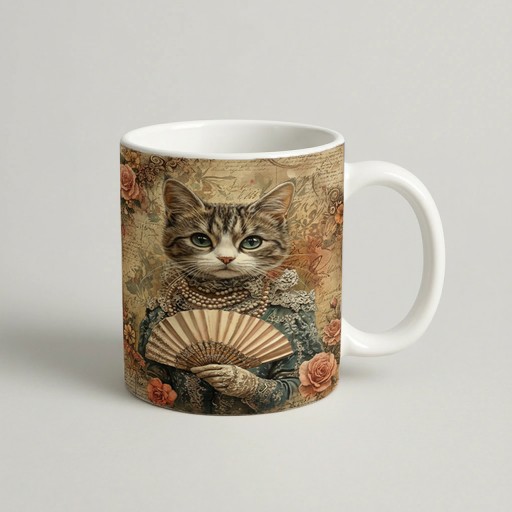 cana grey cat Lady with the Fan